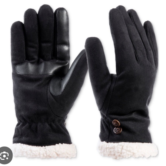 Isotoner Women's Black Microsuede Gloves with Button Detail - Picture 4 of 6